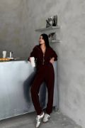EŞOFMAN TAKIM GİFT KUMAŞ - Kahverengi resmi